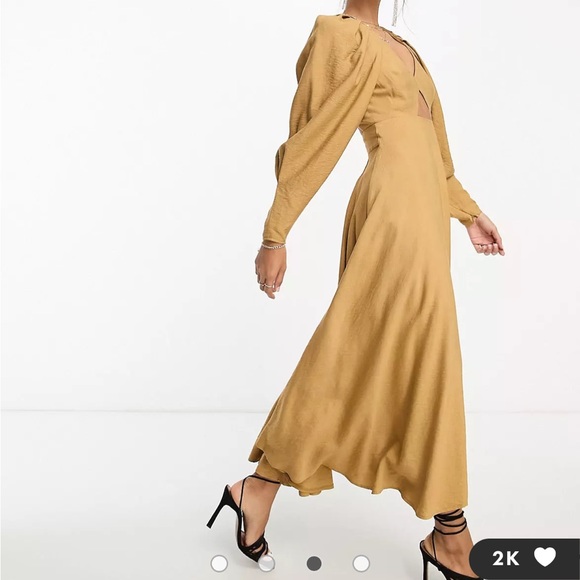 ASOS mustard/Tan midi dress size 10 - Picture 2 of 4
